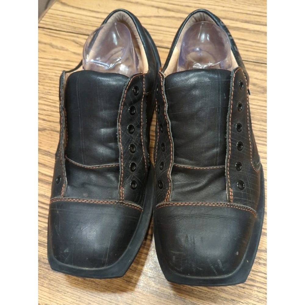 Vintage John Fluevog Men's Black Square Toe Leather Shoe Size 11 **NEEDS LACES*" - Picture 4 of 9